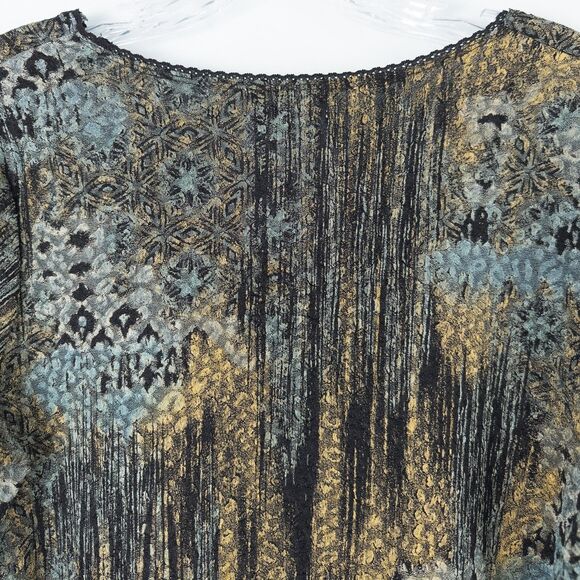 Christopher & Banks 3/4 Sleeve Lettuce Hem Top Womens Medium Artsy Fairy Grunge - Picture 12 of 16